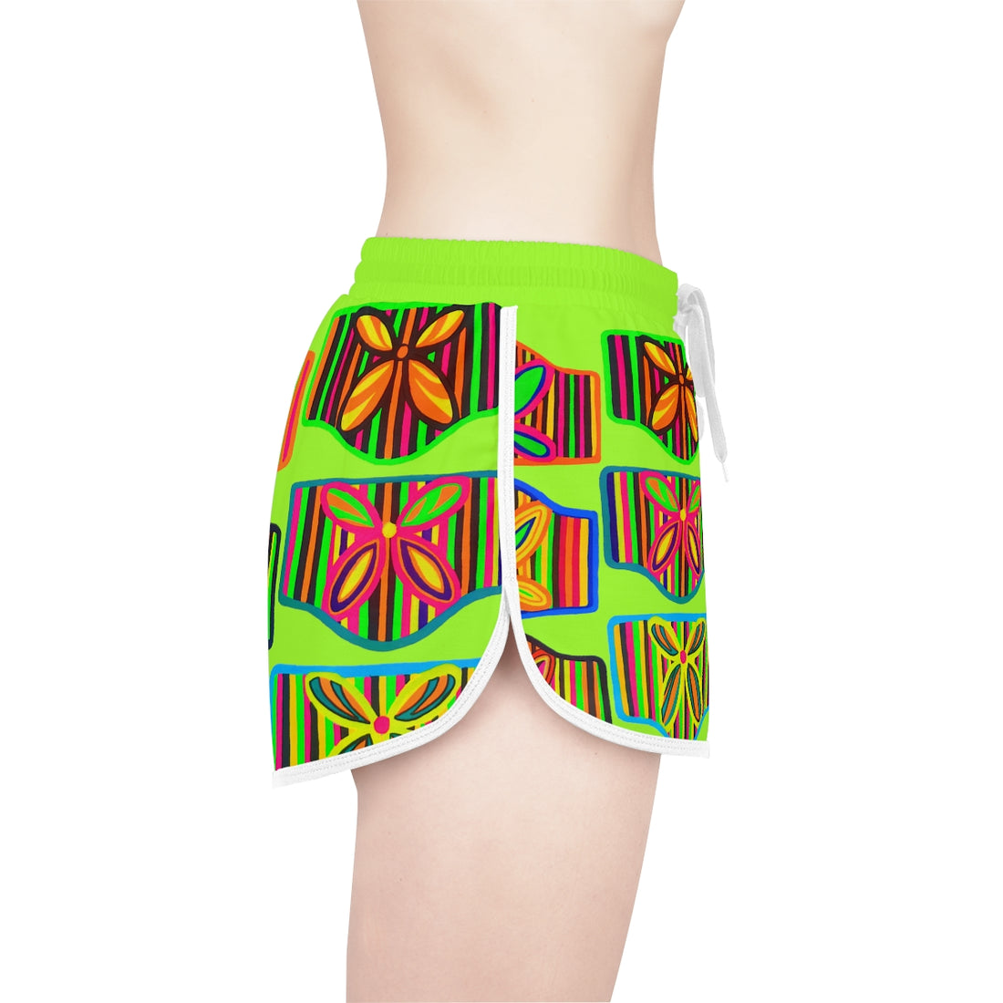 Lime Deco Print Relaxed Shorts