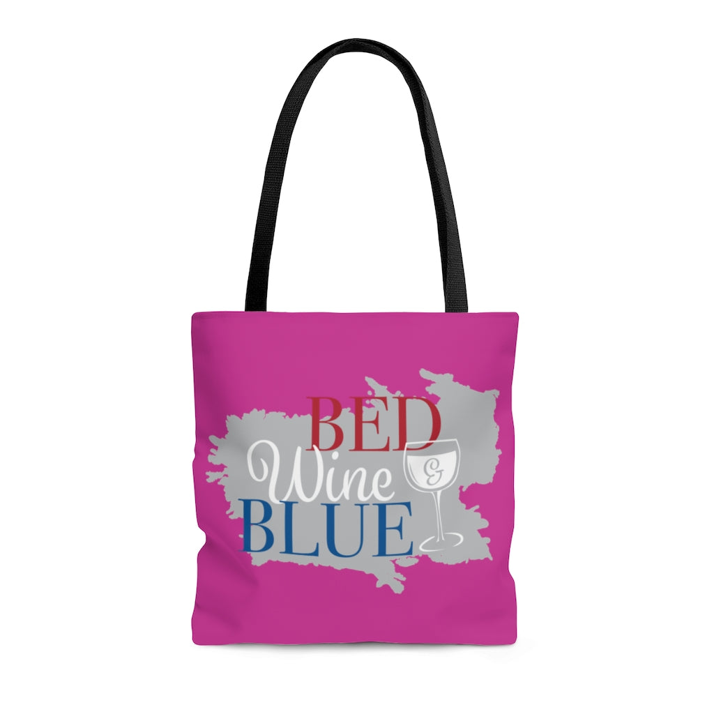 AOP Bed & Wine Royal Pink Tote Bag