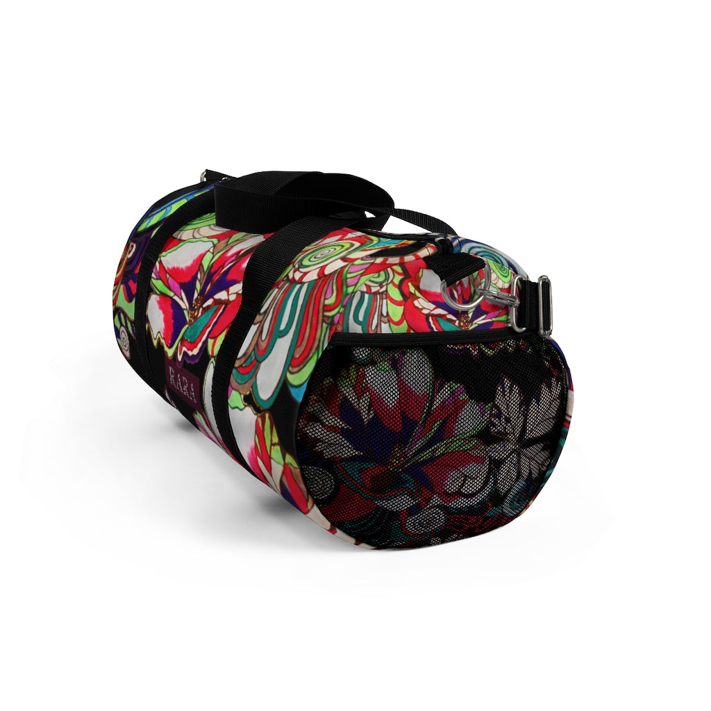 Artsy Floral Pop Black Duffel Bag