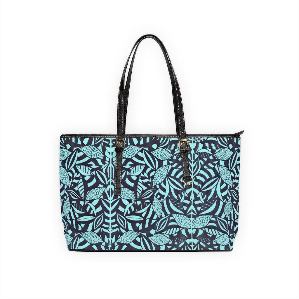 Icy Blue Tropical Minimalist PU Leather Shoulder Bag