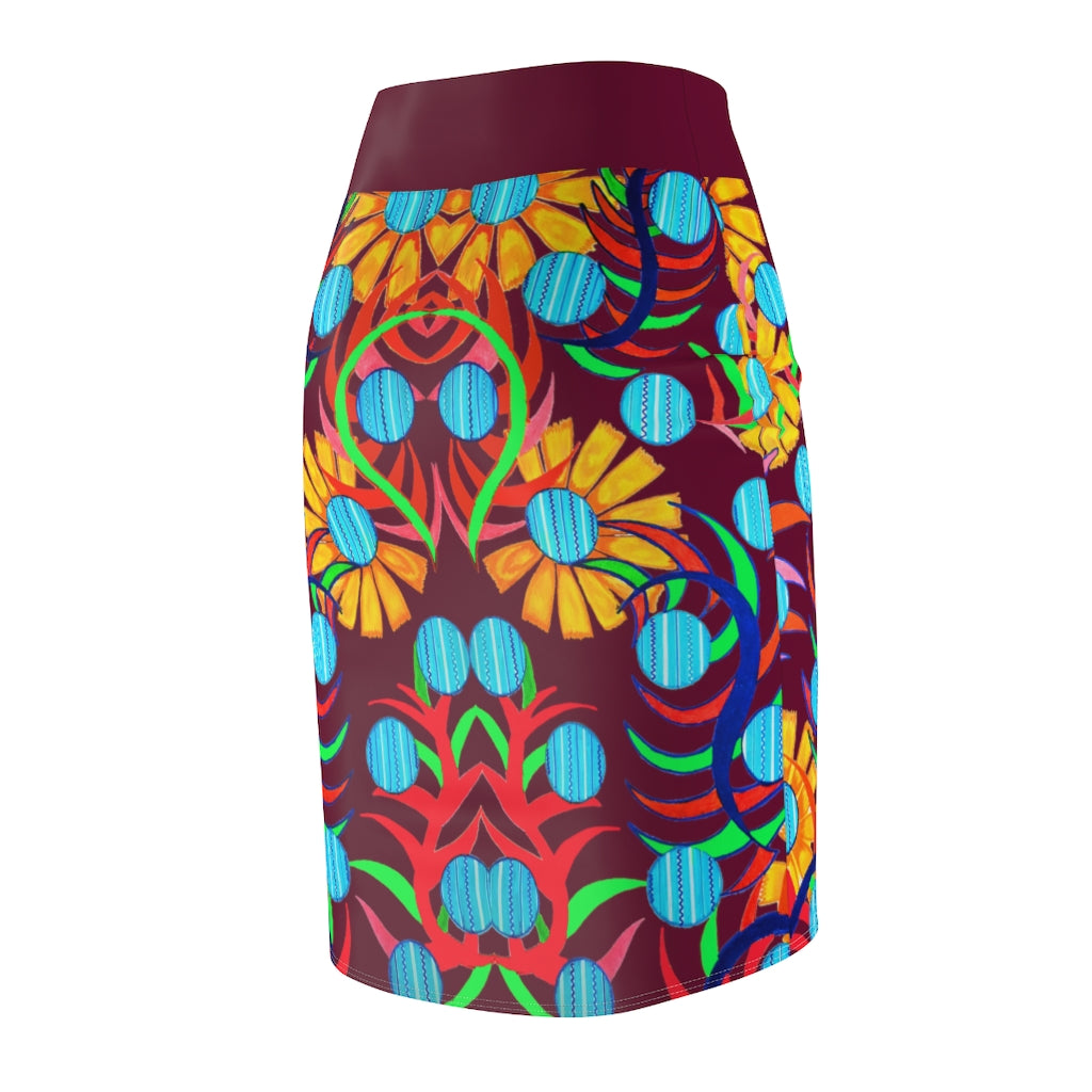 Sunflower Marsala Pencil Skirt