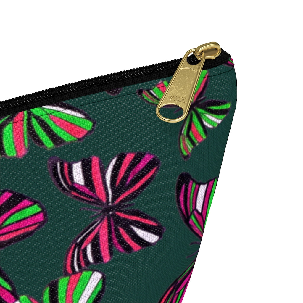 Butterflies Dark Green Accessory Pouch