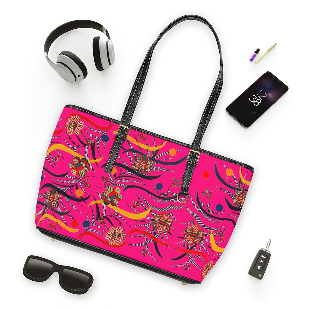 hot pink  animal & jungle print tote bag