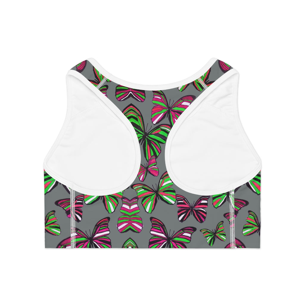 Ash Butterfly (AOP) Sports Bra