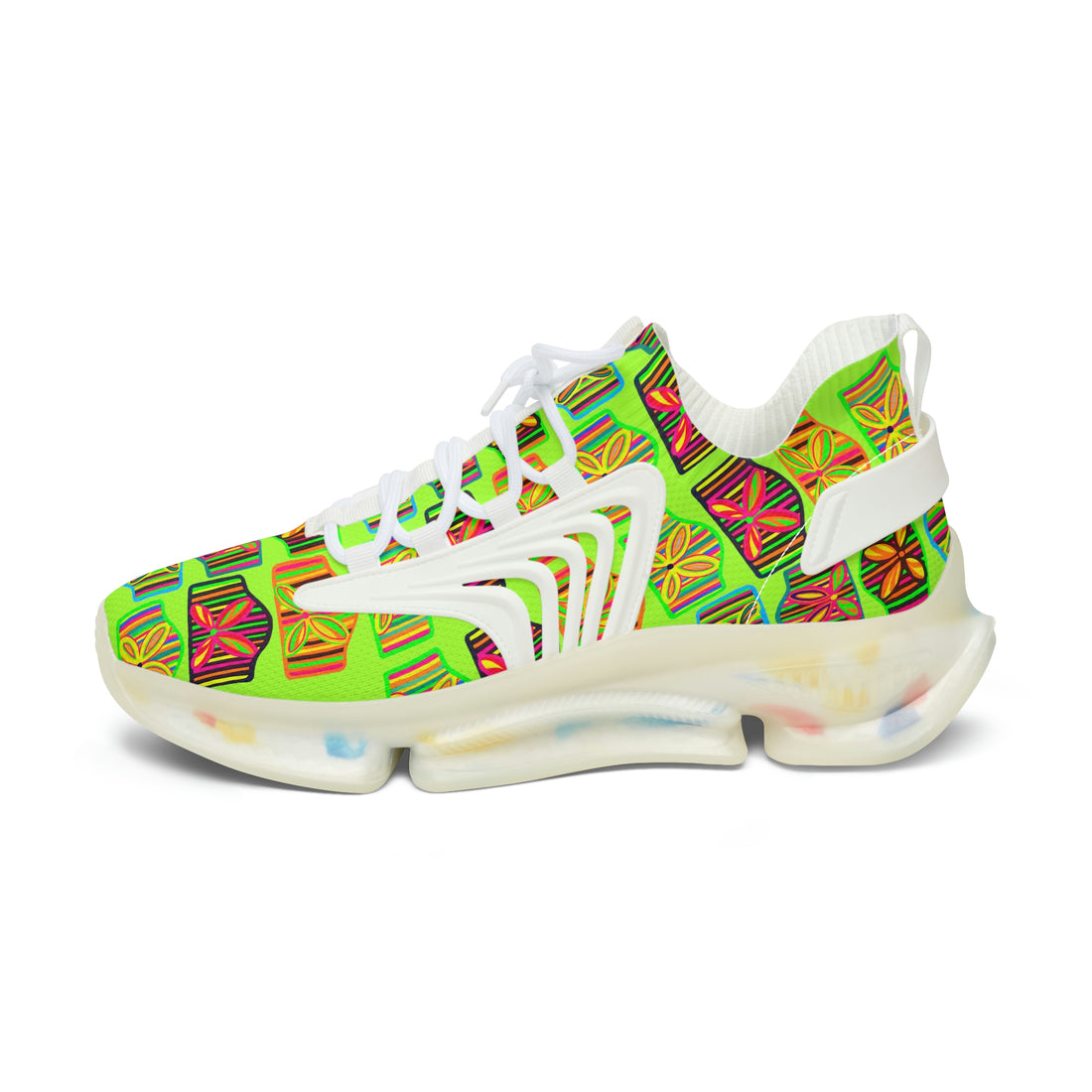 Lime Deco Print OTT Women's Mesh Knit Sneakers