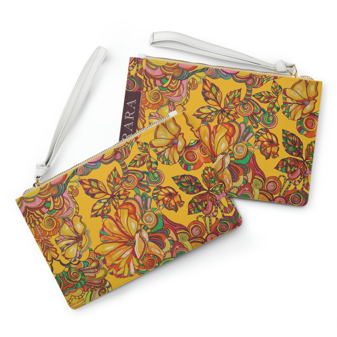 Yellow Artsy Floral Clutch Bag