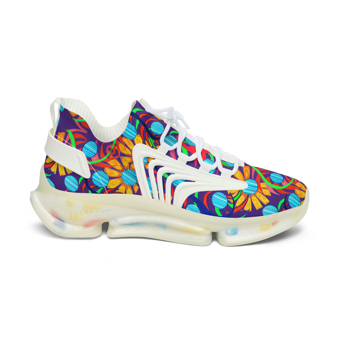 Purple Sunflower Printed OTT Women's Mesh Knit Sneakers