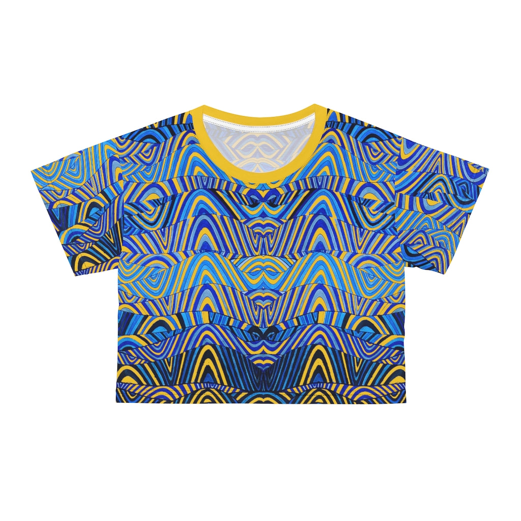 Yellow Sonic AOP Crop Tee