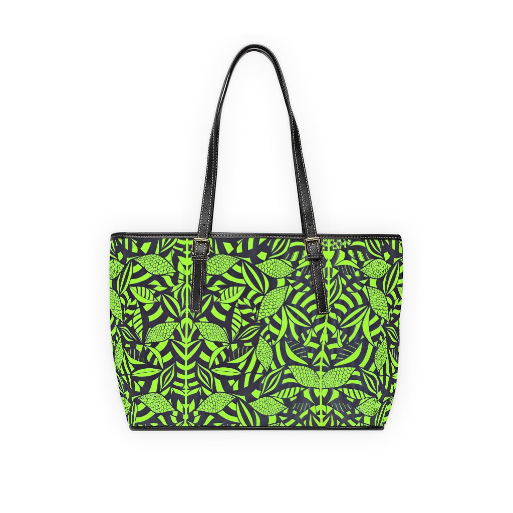 Lime Green Tropical Minimalist PU Leather Shoulder Bag