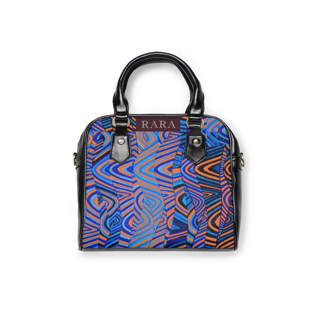 peach psychedelic print handbag