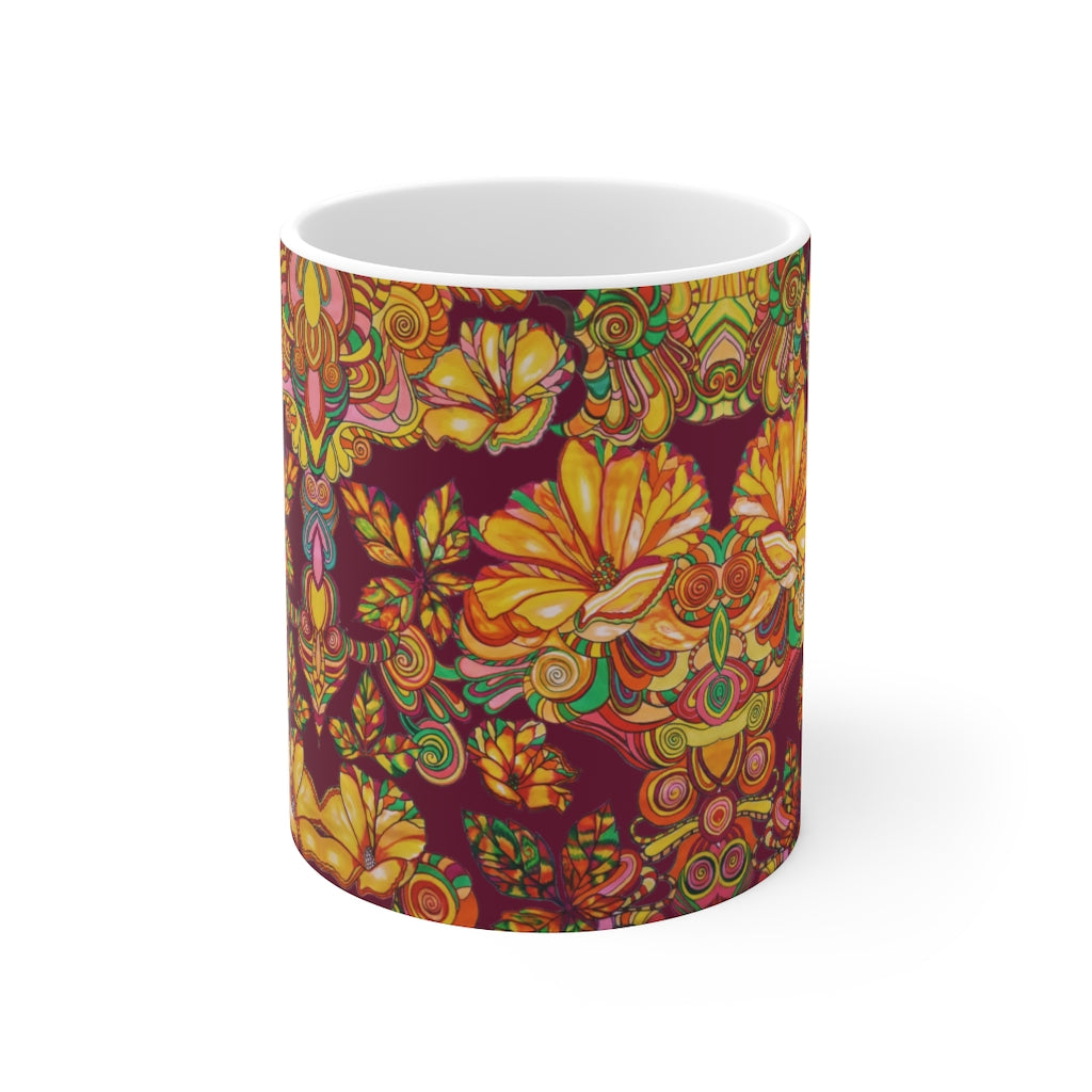 Artsy Florals Marsala Mug 11oz