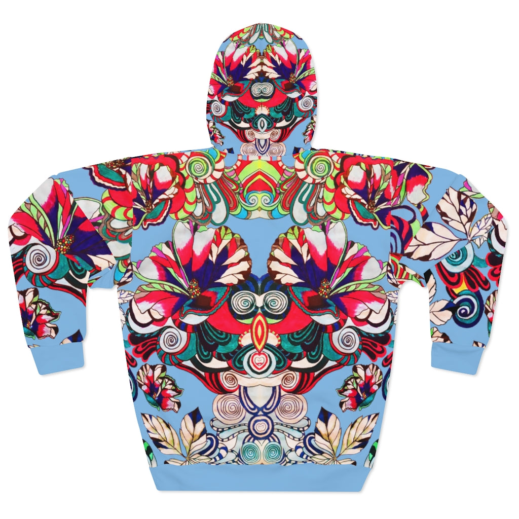 Artsy Floral Pop Pullover Sky Hoodie