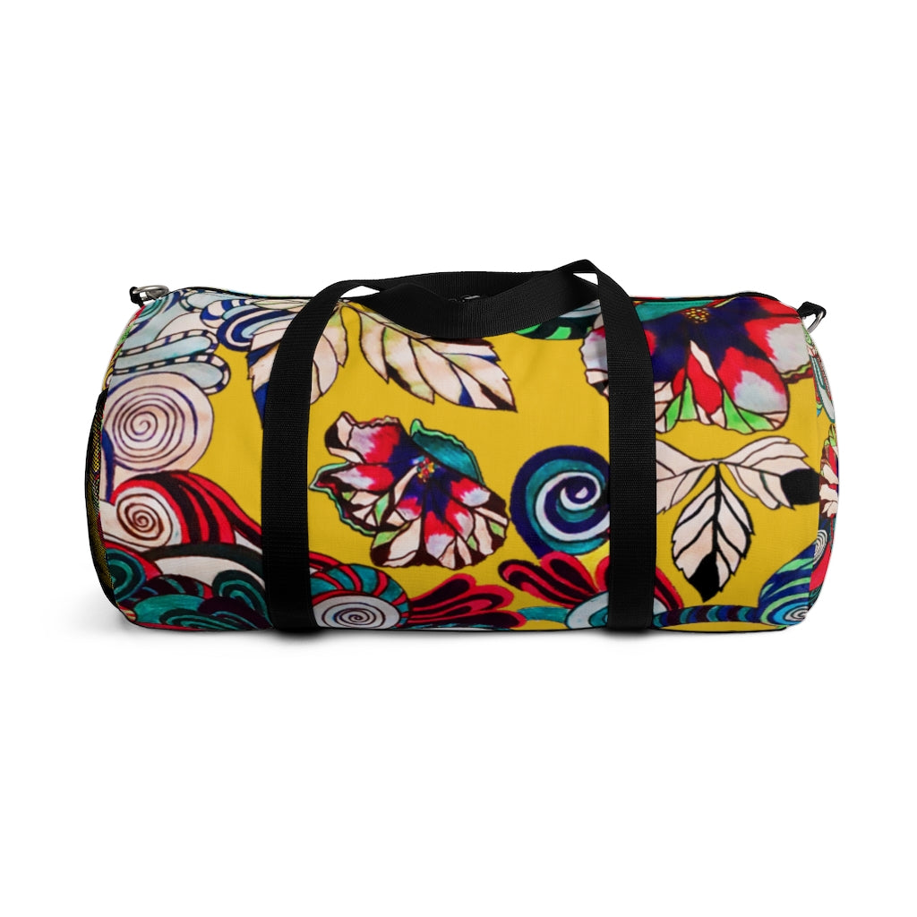 Artsy Floral Pop Yellow Duffel Bag