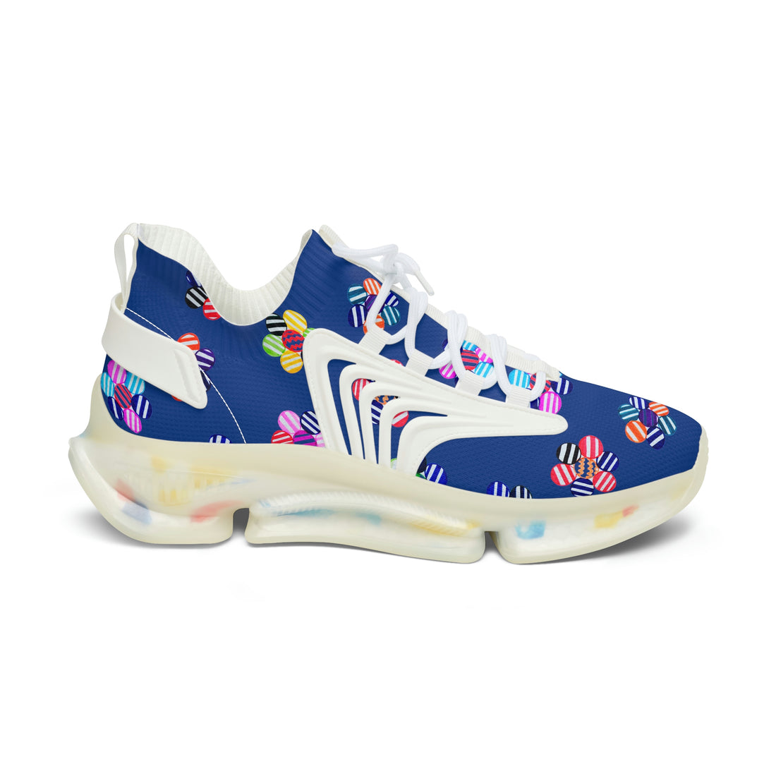Royal Blue Candy Floral Printed OTT Women's Mesh Knit Sneakers