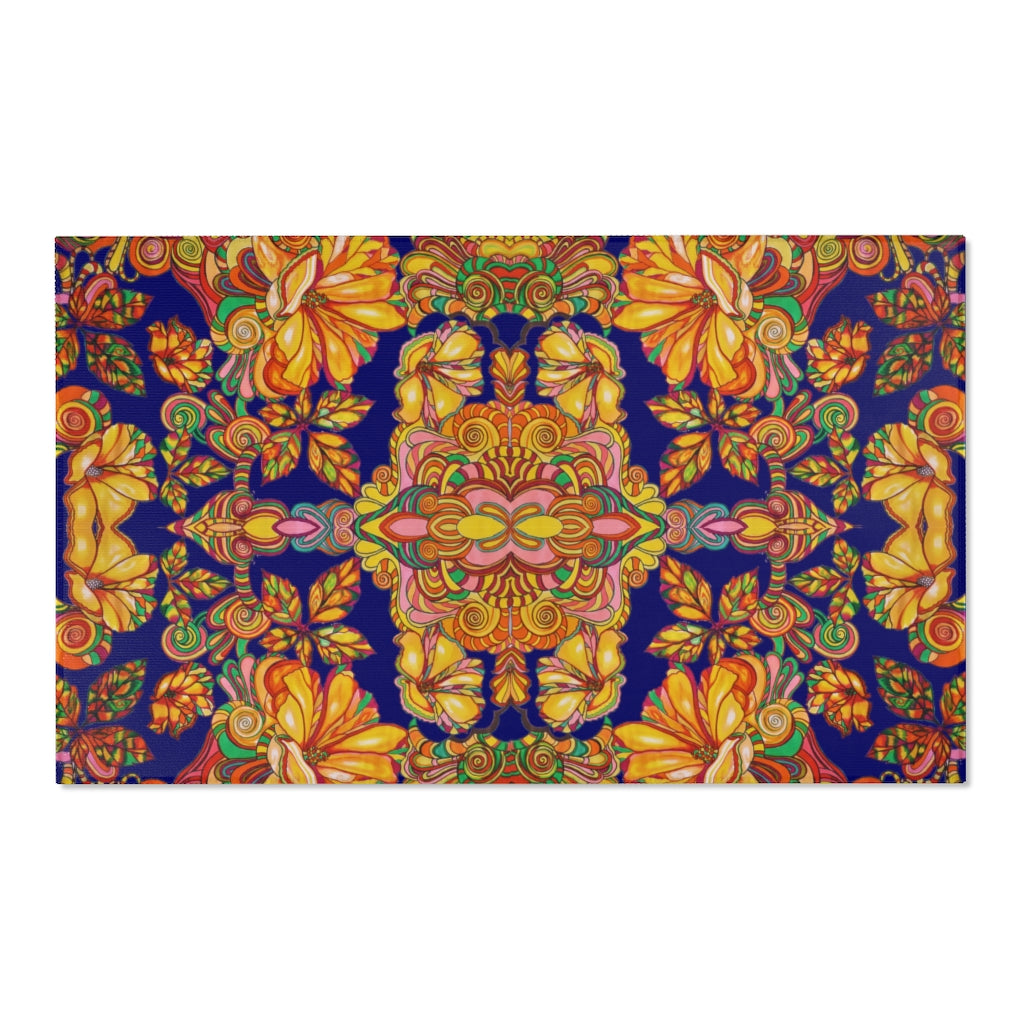 Artsy Floral Persian Blue Area Rug