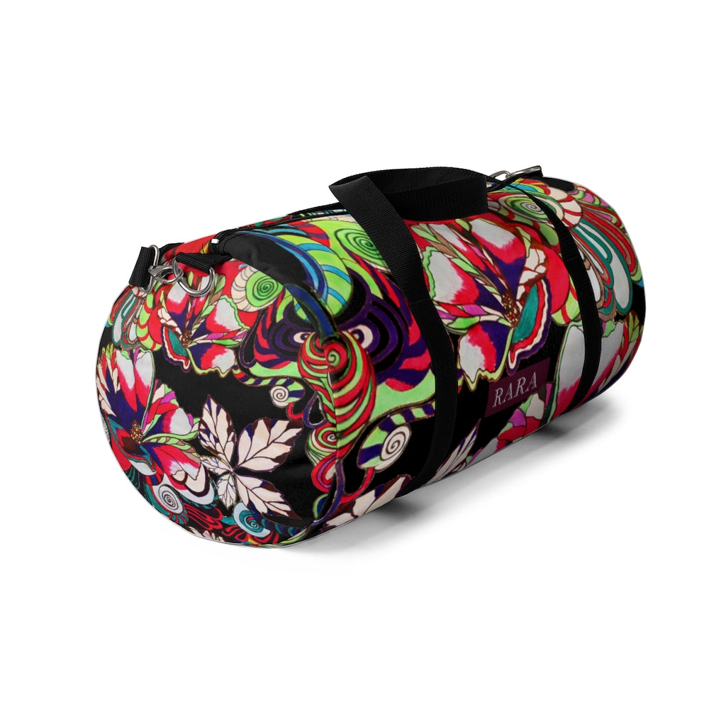 Artsy Floral Pop Black Duffel Bag