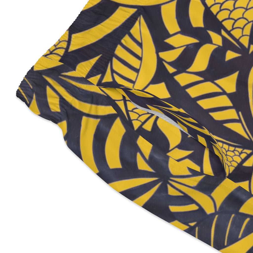 Yellow Tropical Minimalist Swimming Trunks