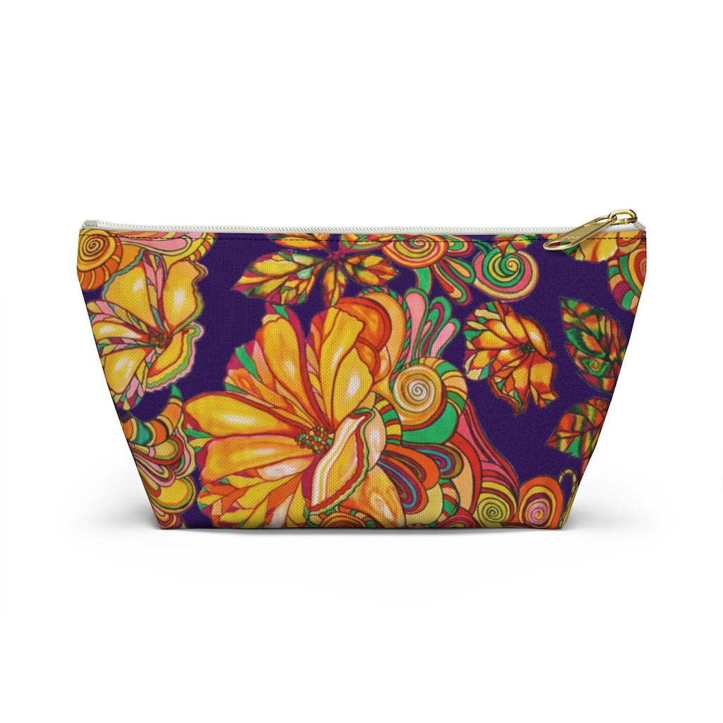 Violet Artsy Floral Accessory Pouch