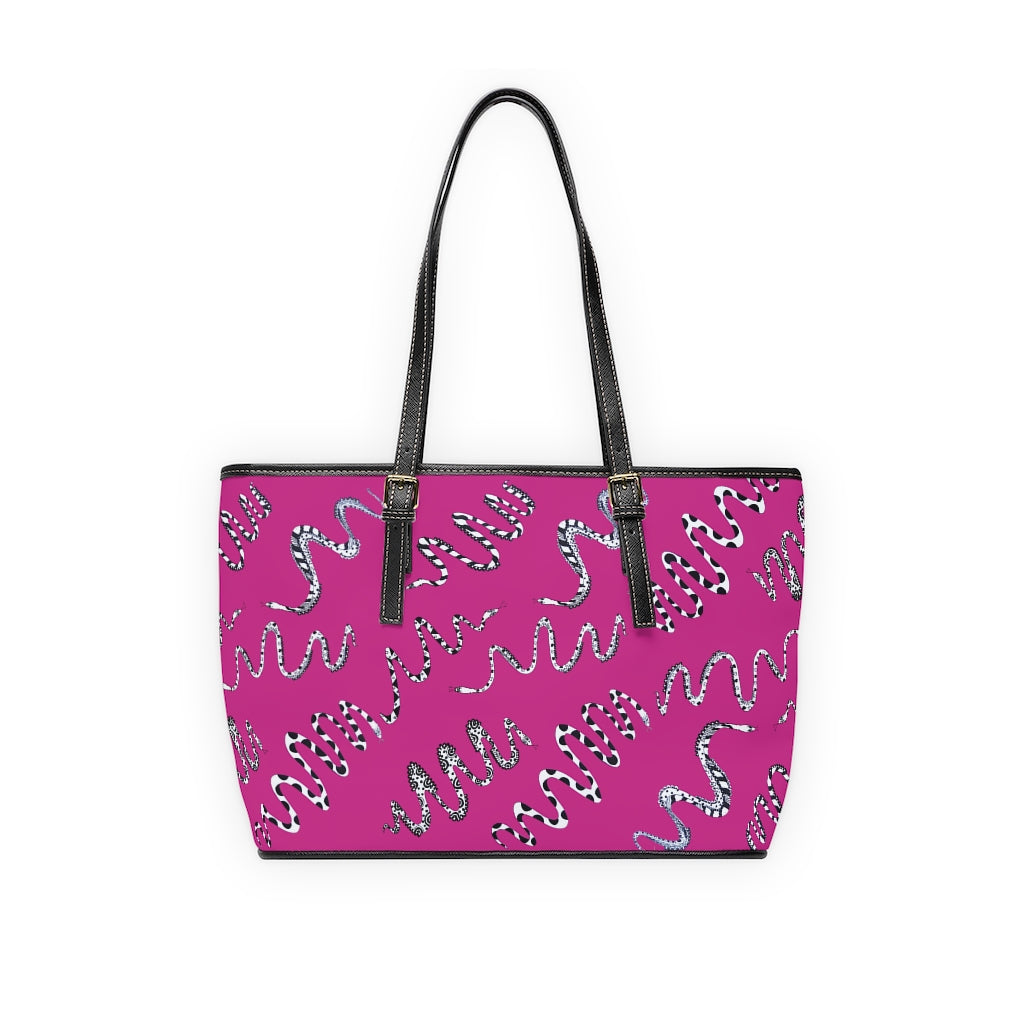 rose pink snake print tote bag