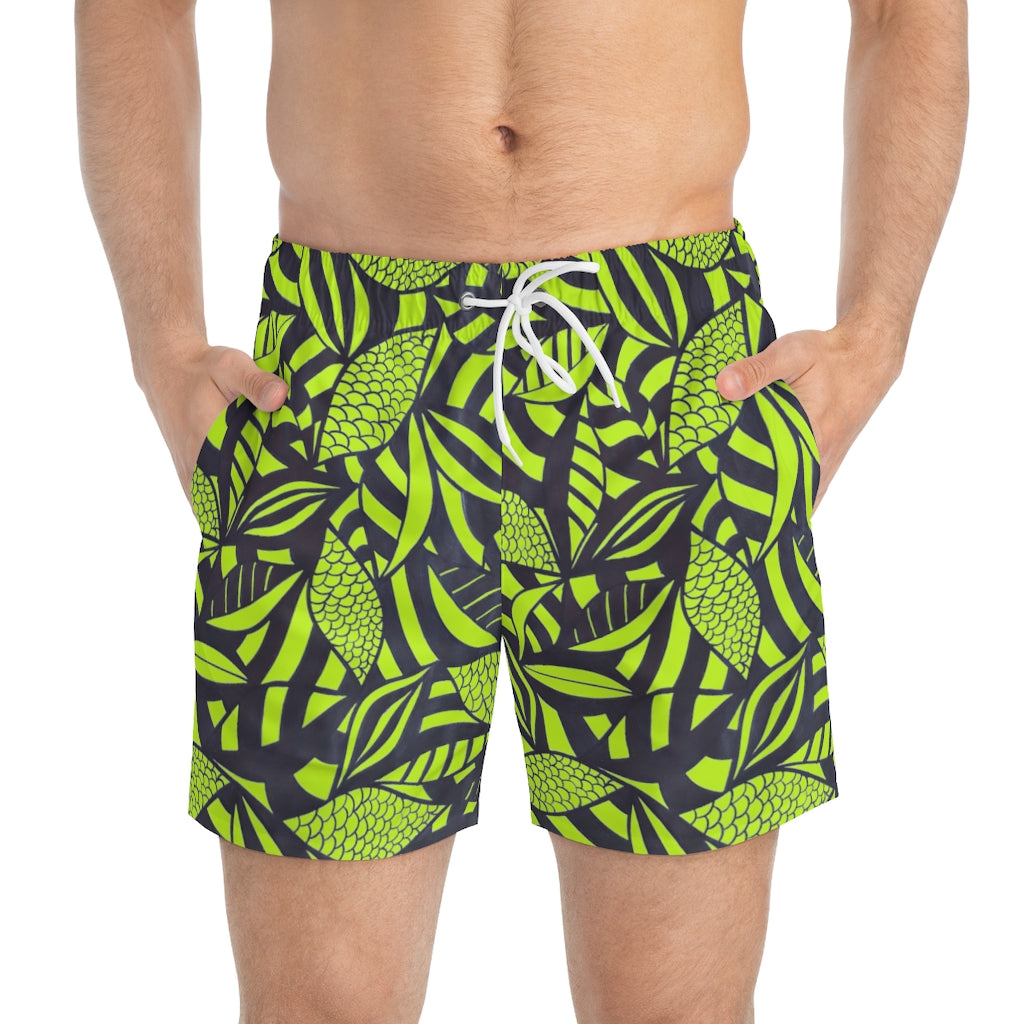 Lime Tropical Minimalist Men's Swimming Trunks