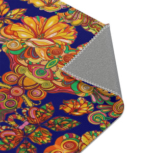 Artsy Floral Persian Blue Area Rug