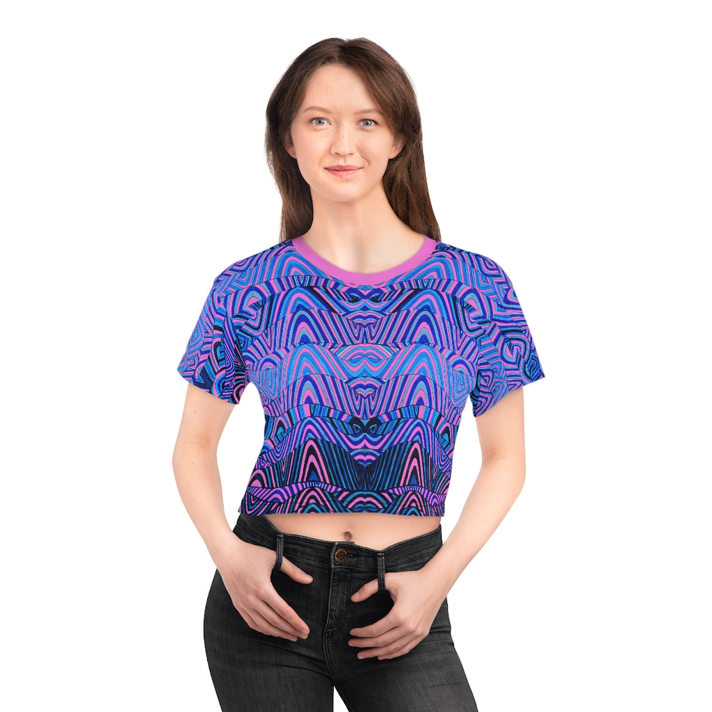 Rose Sonic AOP Crop Tee