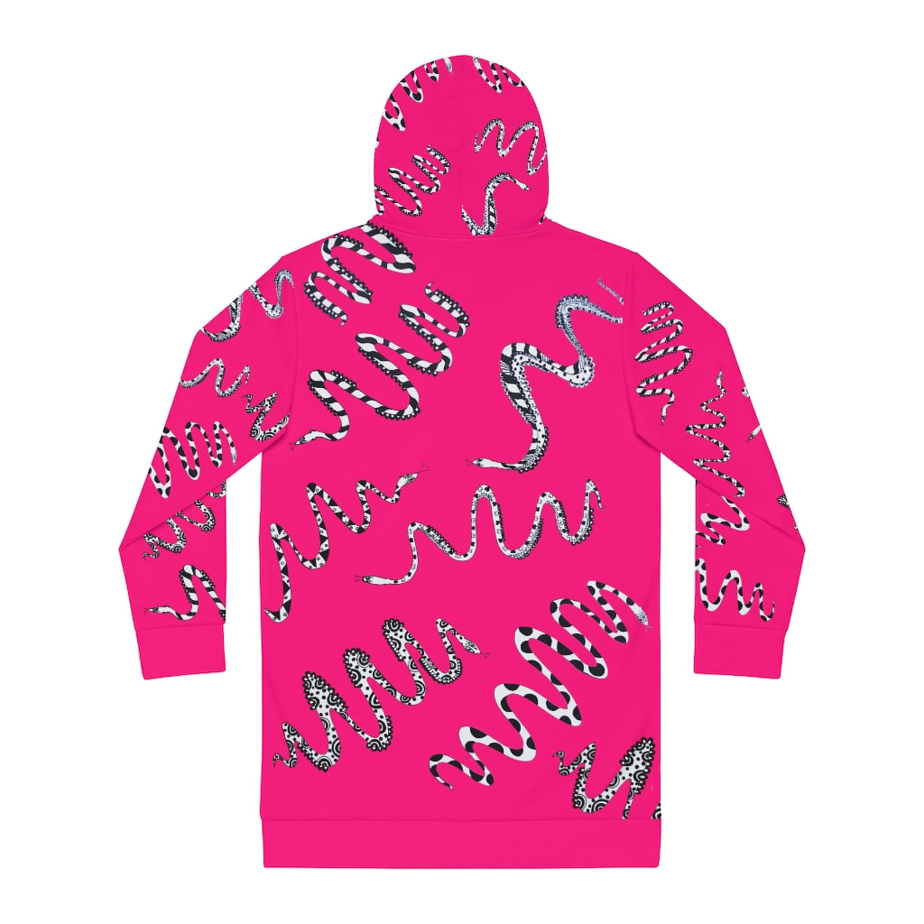 hot pink snake print hoodie dress 