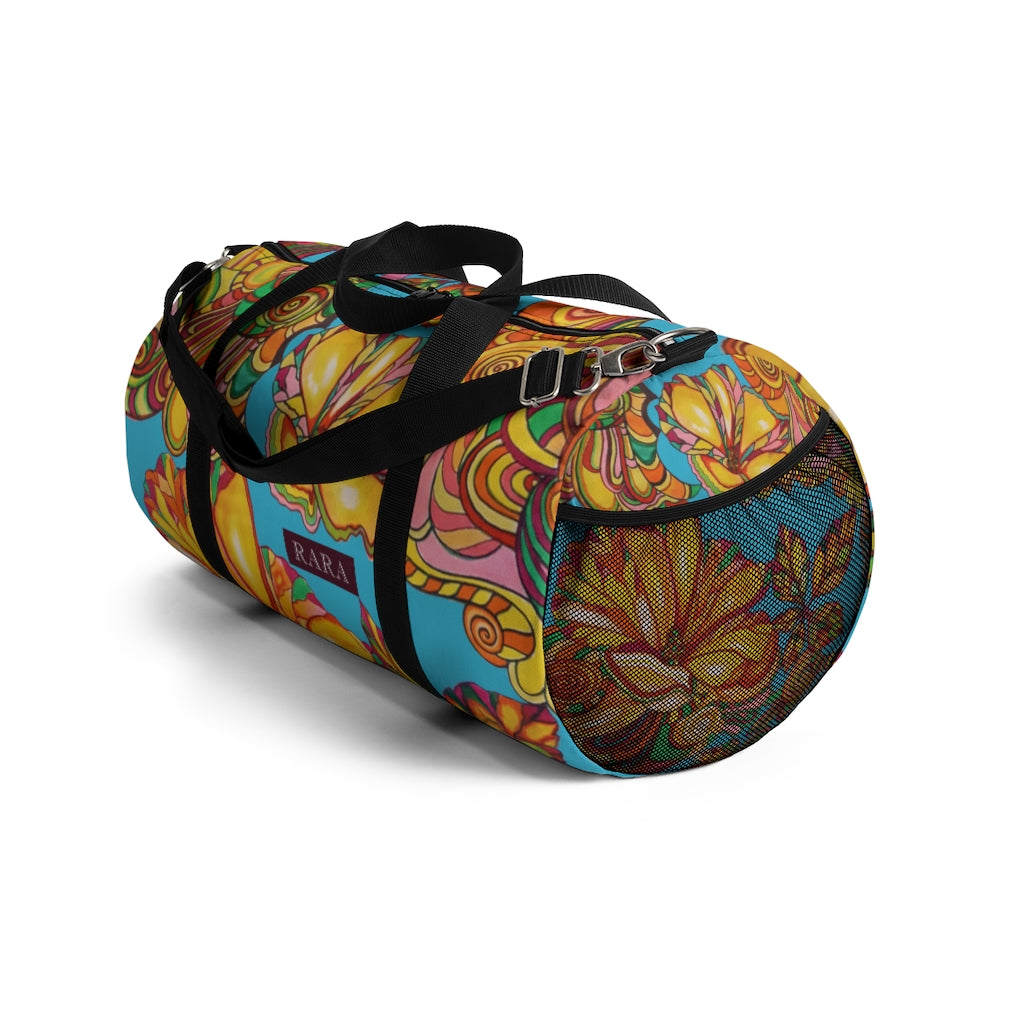 Artsy Floral Aqua Duffel Bag