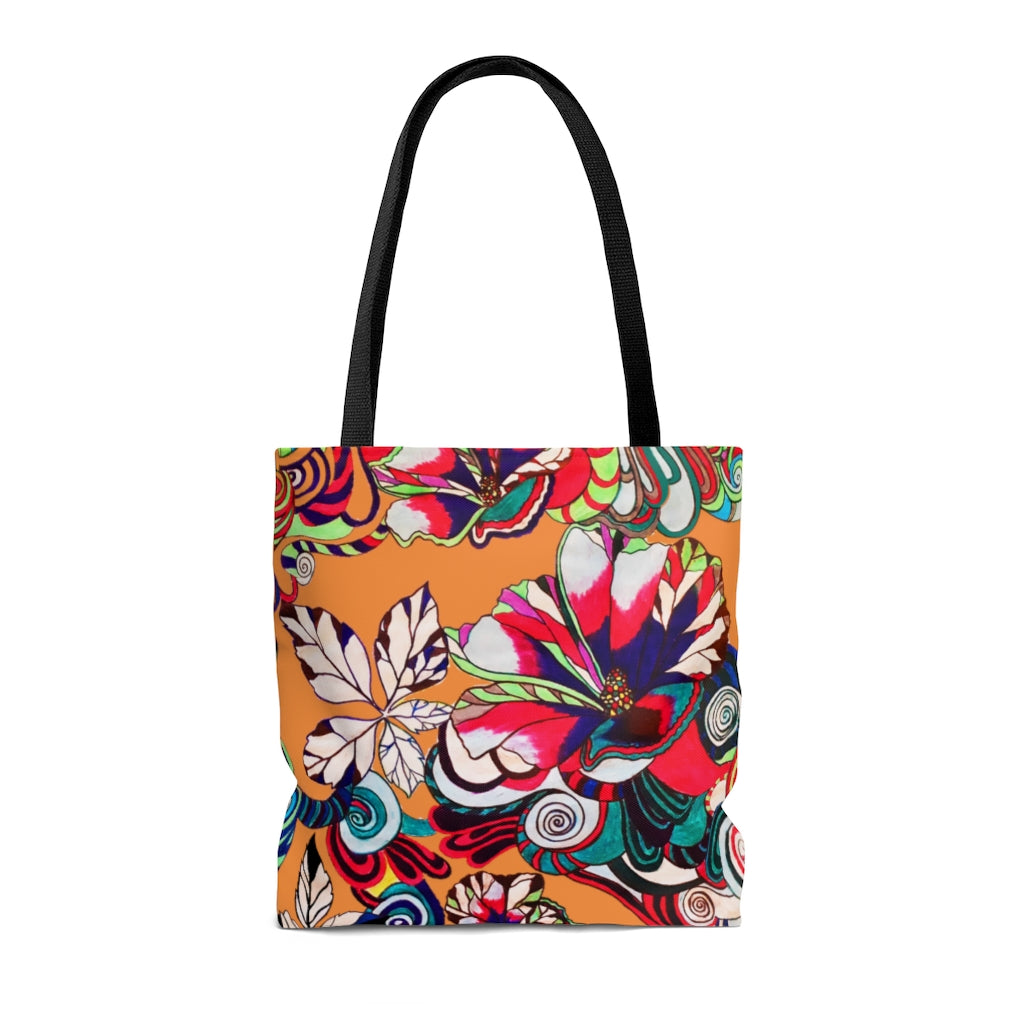 AOP Artsy Floral Pop Peach Tote Bag