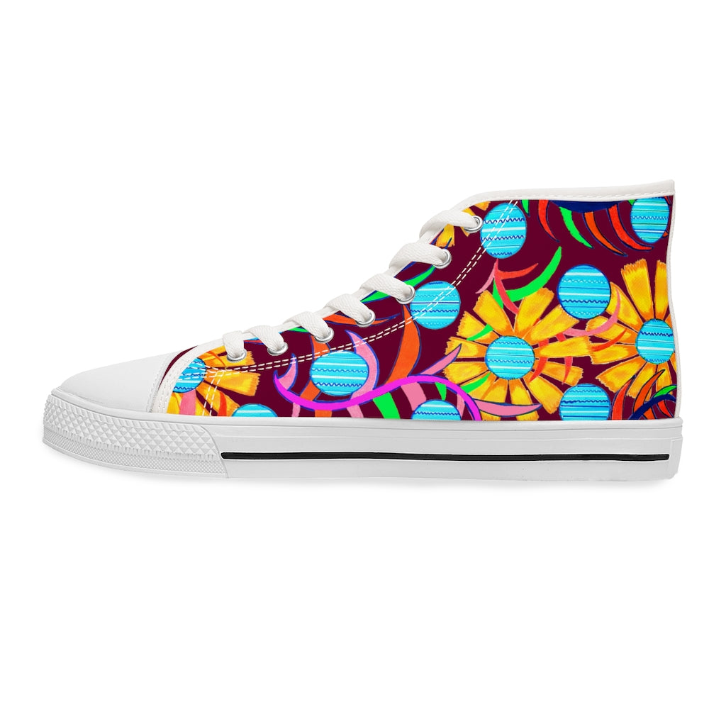 Marsala Sunflower Women's High Top Sneakers