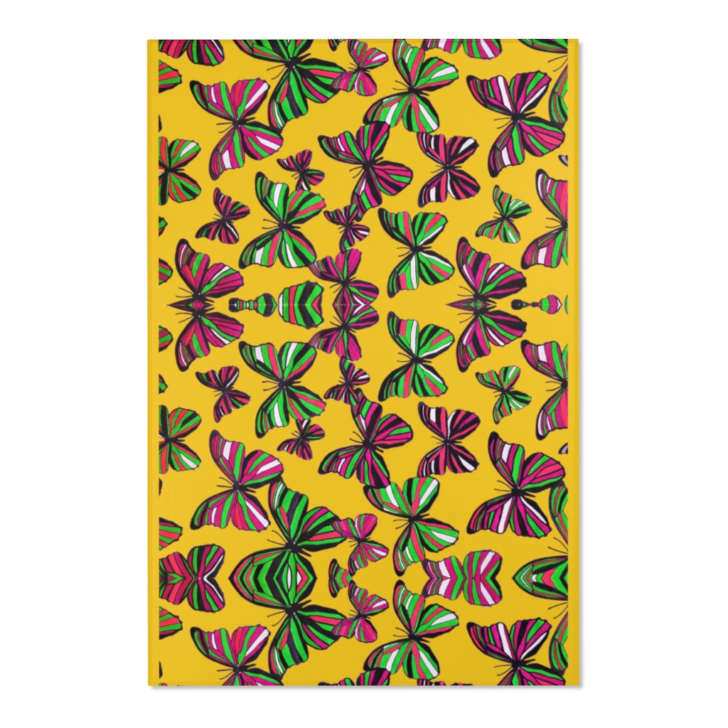 Butterflies Yellow Area Rug