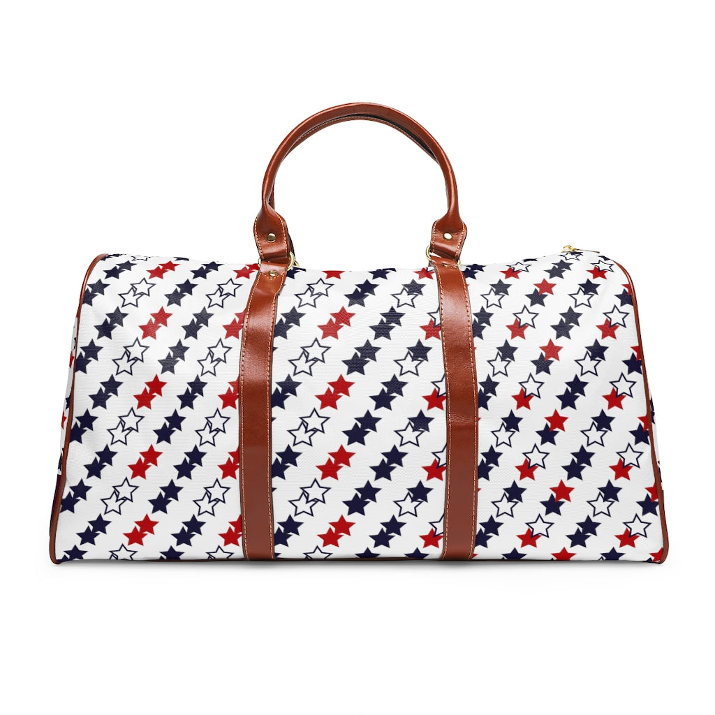 white star print travel bag