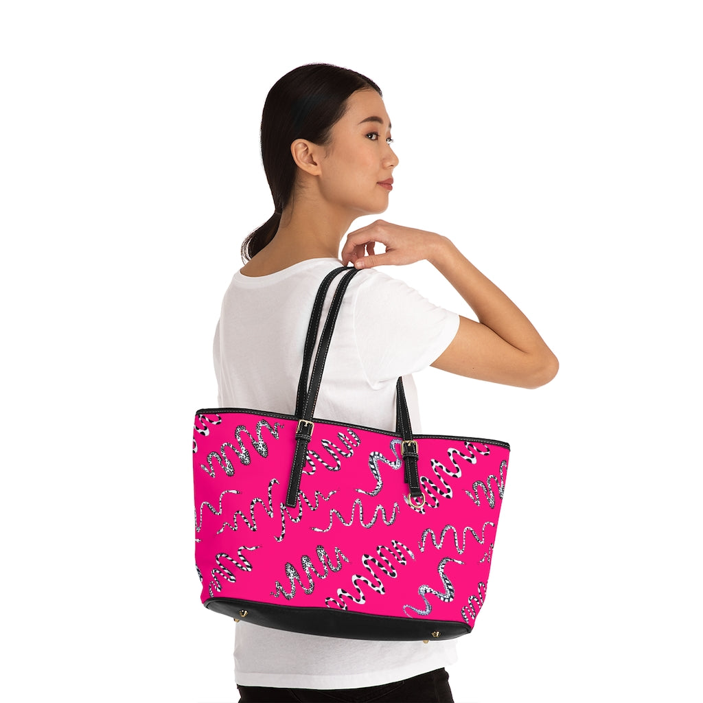 Hot Pink Snake Den PU Leather Shoulder Bag