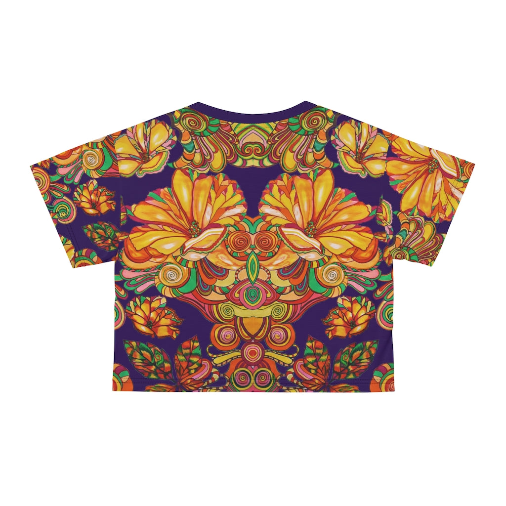 Violet Artsy Floral AOP Crop Tee