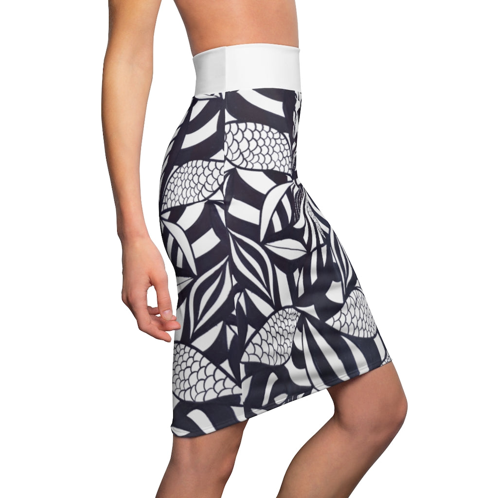 Tropical Minimalist Pencil Skirt