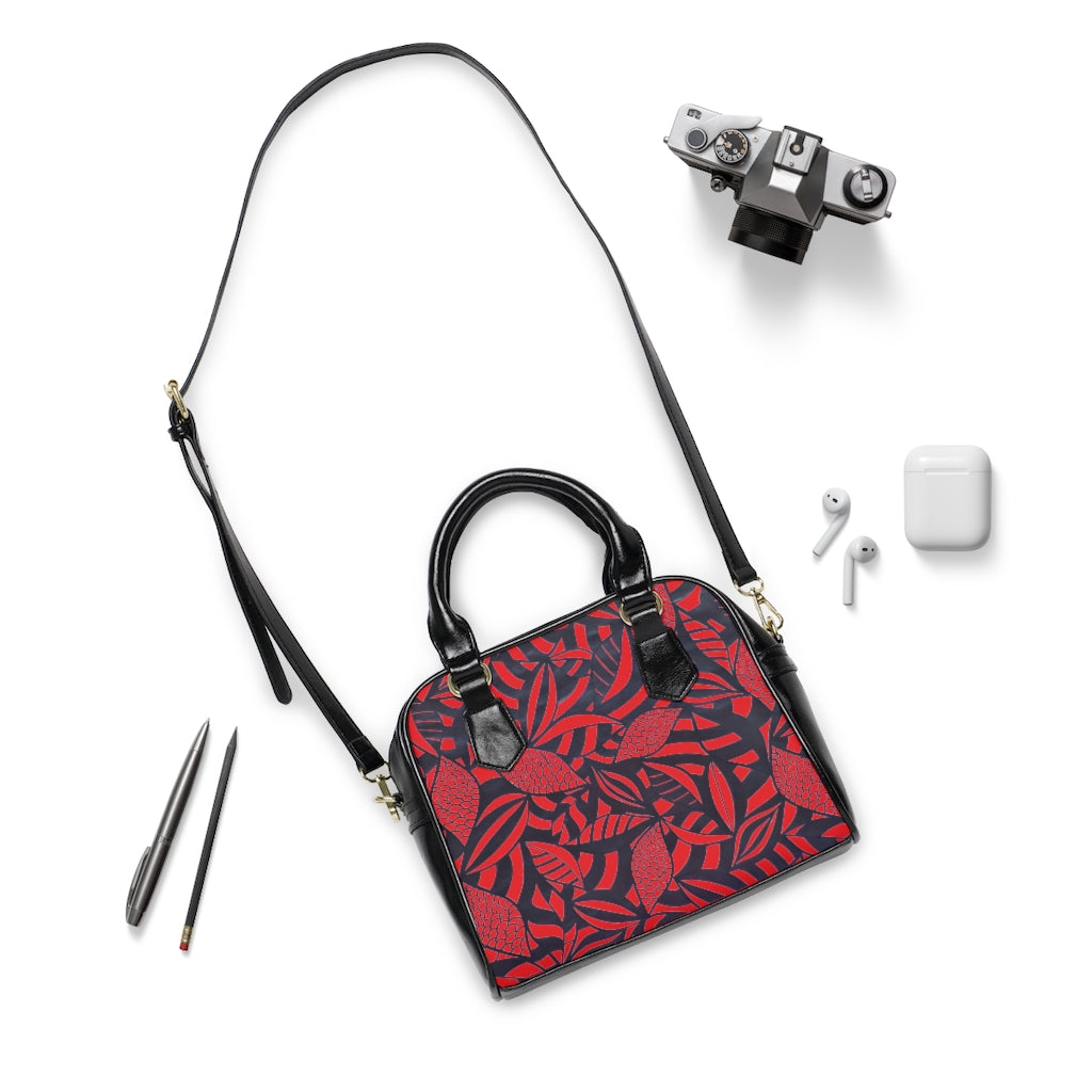 red tropical print handbag