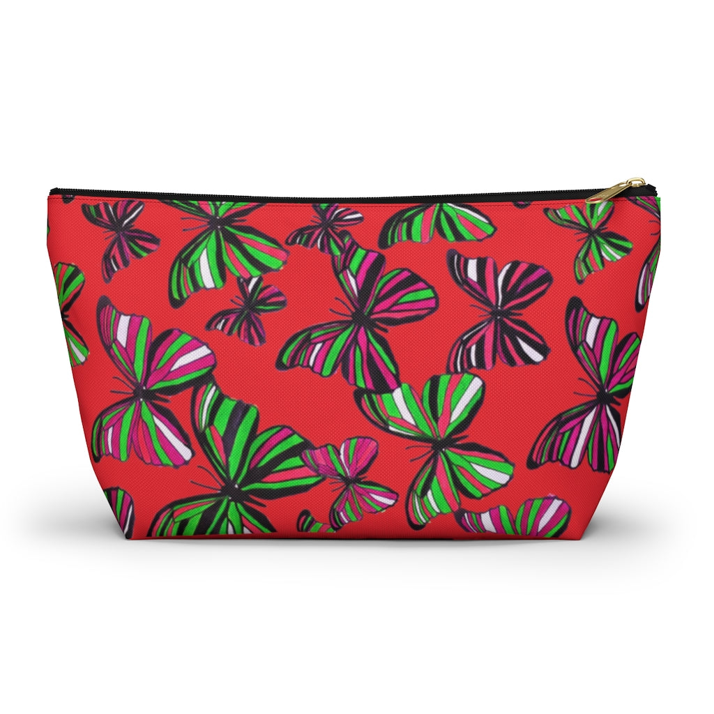 Butterflies Red Accessory Pouch