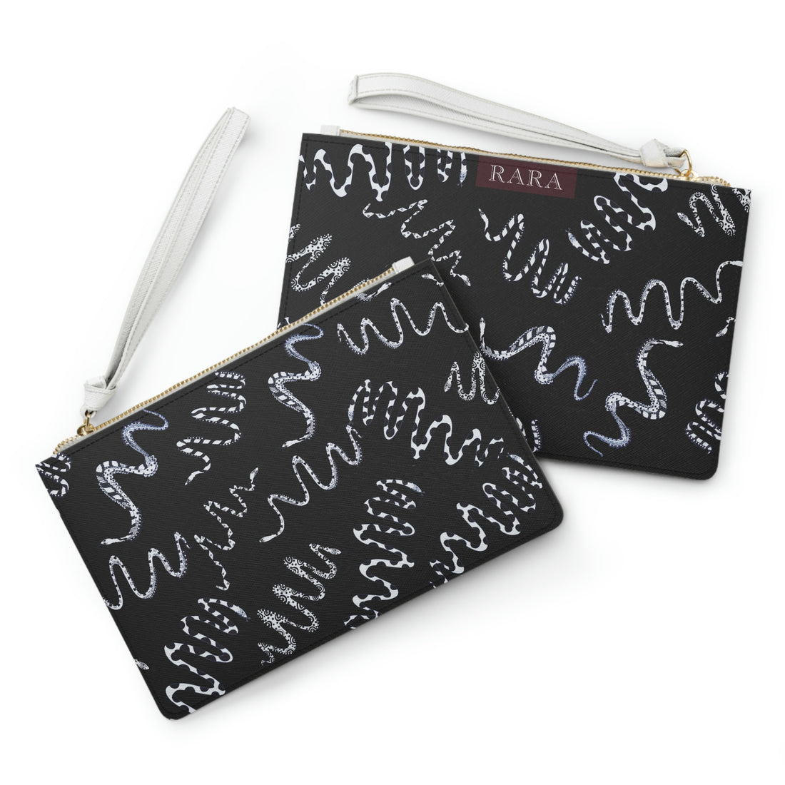 Black Snake Print Clutch Bag