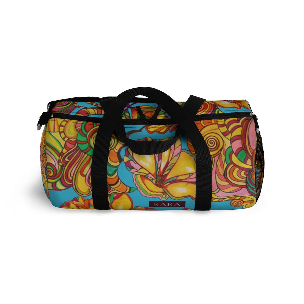 Artsy Floral Aqua Duffel Bag