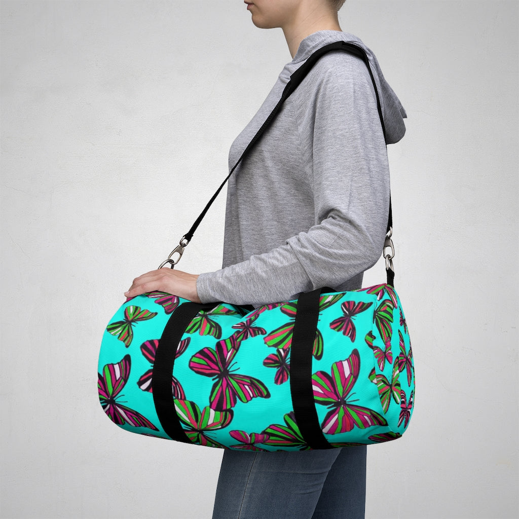 Butterflies Cyan Duffel Bag