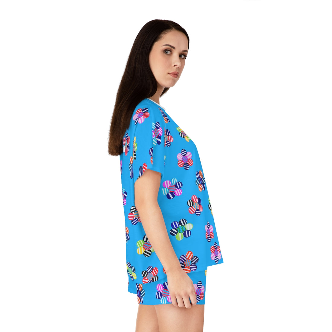 Aqua Candy Floral Short Pajama Set (AOP)