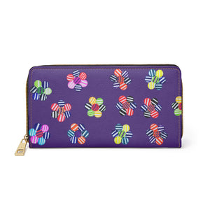 purple floral print clutch wallet
