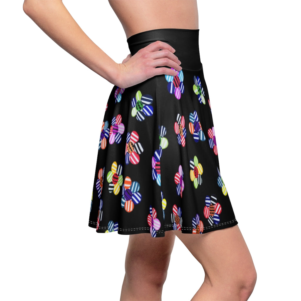 Black Candy Florals Skater Skirt