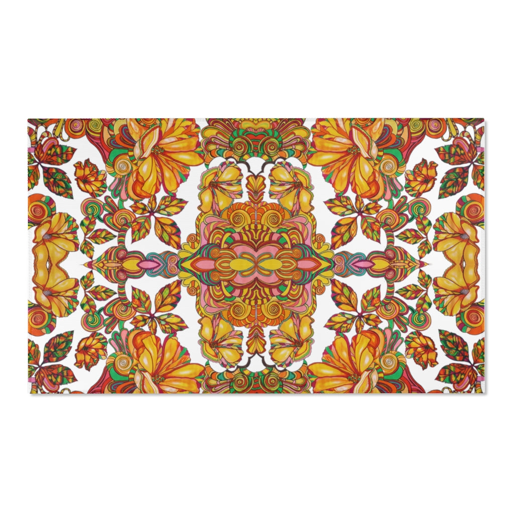 Artsy Floral White Area Rug