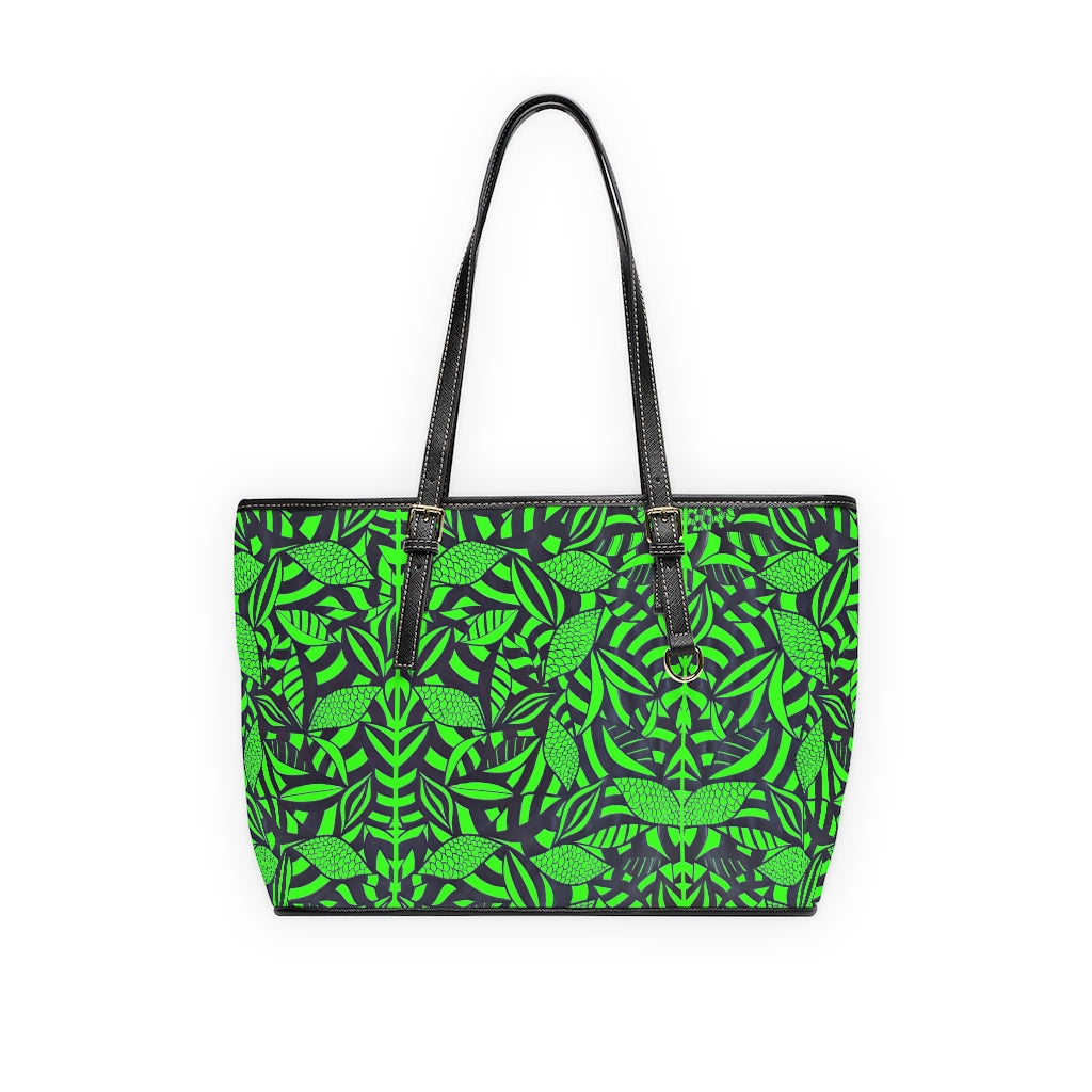 Neon Green Tropical Minimalist PU Leather Shoulder Bag