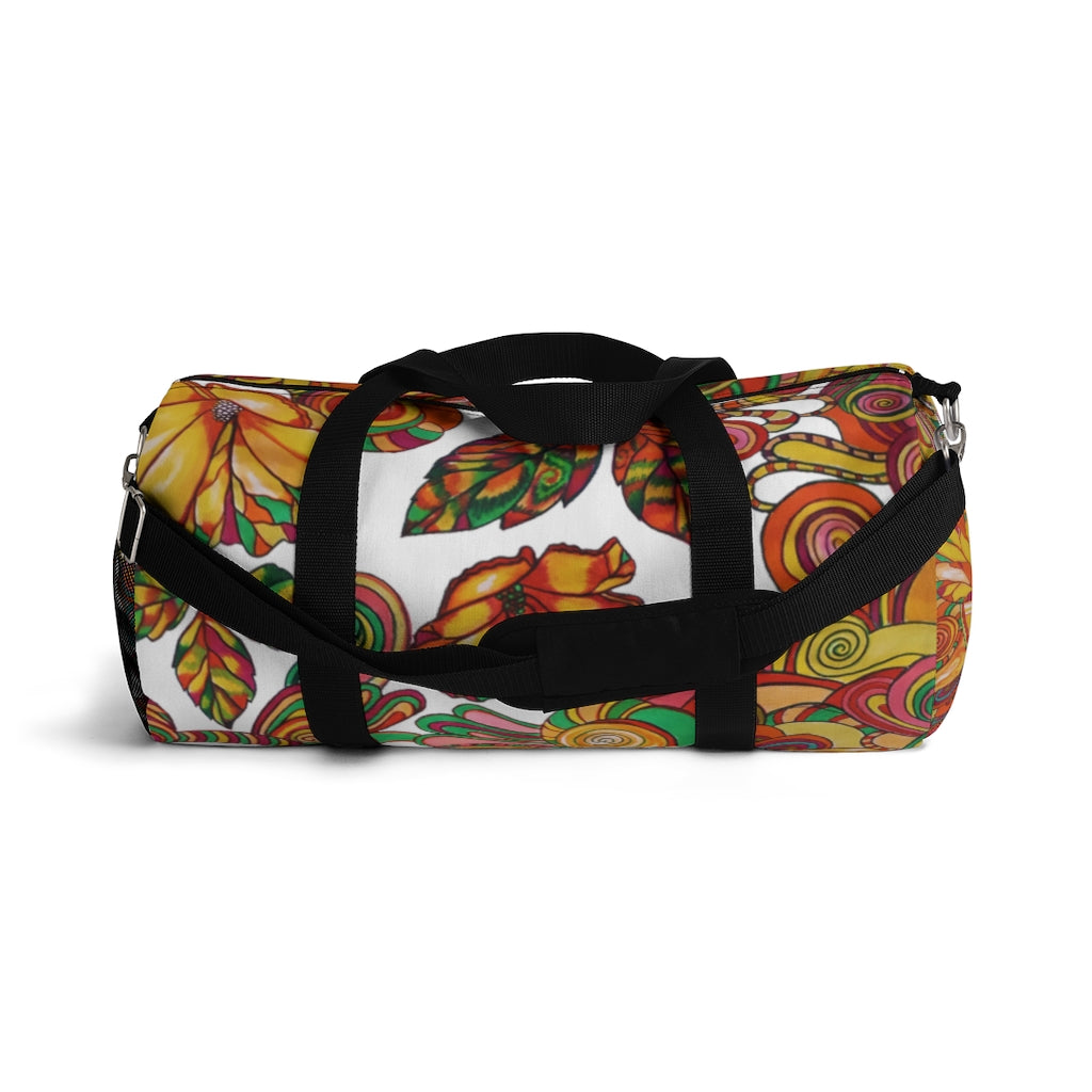 Artsy Floral White Duffel Bag