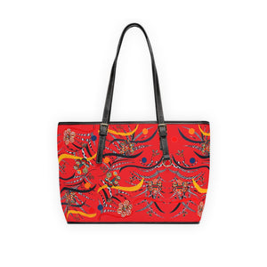 red  animal & jungle print tote bag