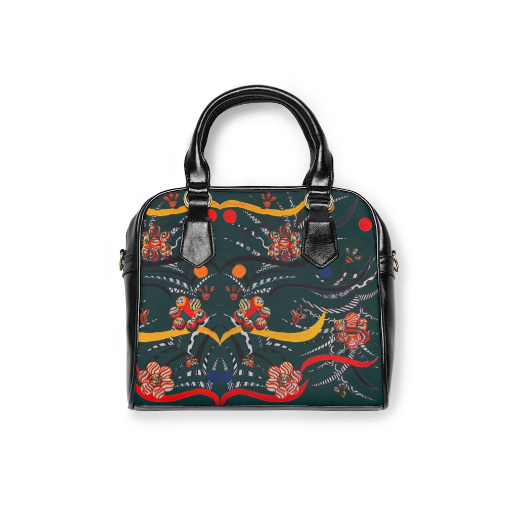 bottle green animal & jungle print handbag