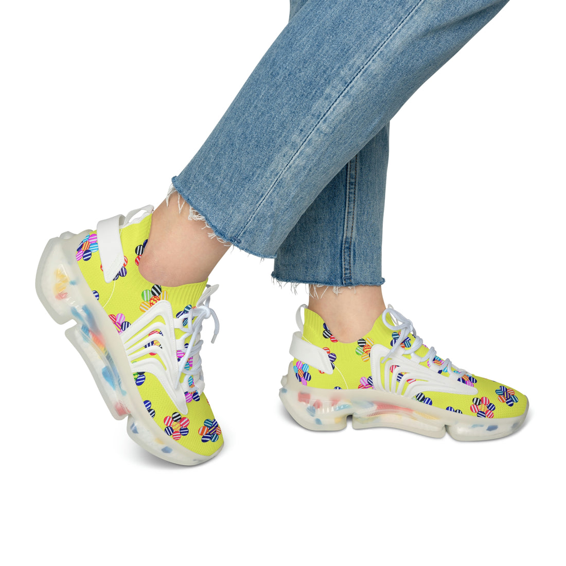 Canary Candy Floral Printed OTT Women's Mesh Knit Sneakers