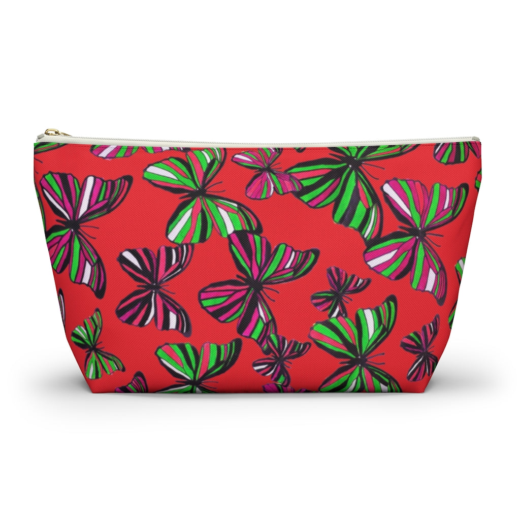 Butterflies Red Accessory Pouch